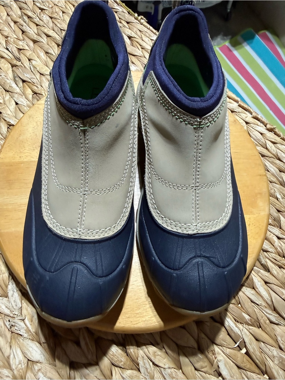 L.L. Bean Navy and Tan Women's Ankle Duck Boots